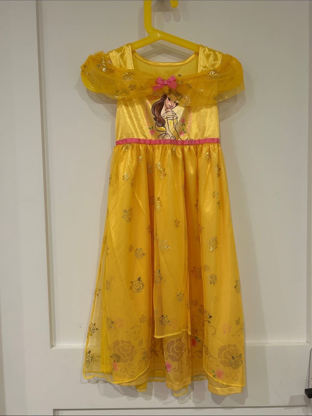 Disney Yellow Belle Dress with Pink Trim